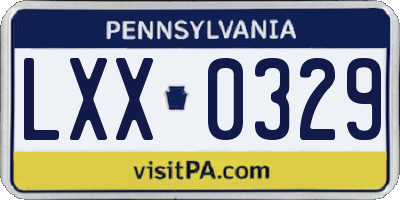 PA license plate LXX0329