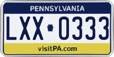 PA license plate LXX0333