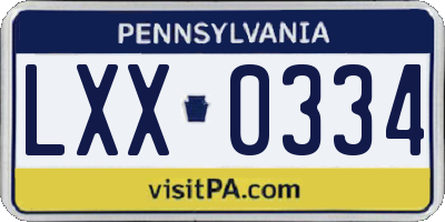 PA license plate LXX0334