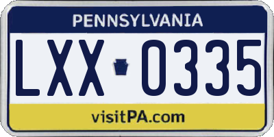 PA license plate LXX0335