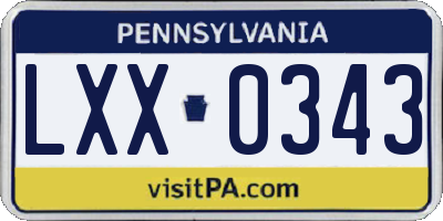 PA license plate LXX0343