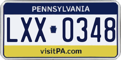 PA license plate LXX0348