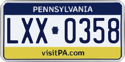 PA license plate LXX0358