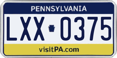 PA license plate LXX0375
