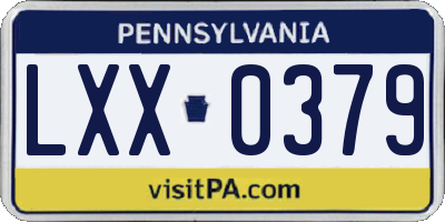 PA license plate LXX0379
