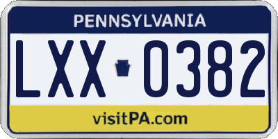 PA license plate LXX0382