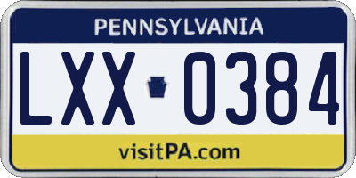 PA license plate LXX0384