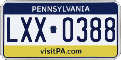PA license plate LXX0388