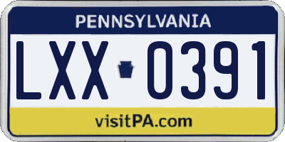 PA license plate LXX0391