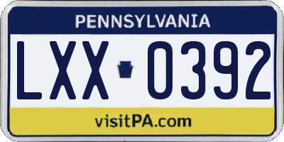 PA license plate LXX0392
