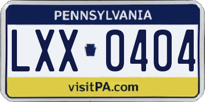 PA license plate LXX0404