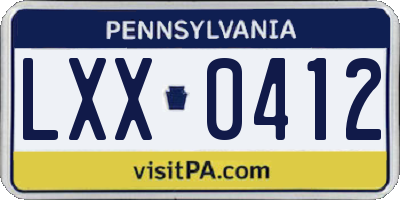PA license plate LXX0412