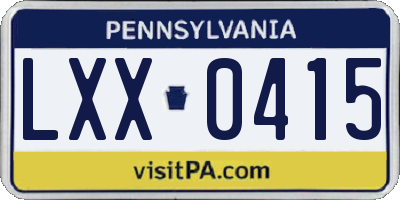 PA license plate LXX0415
