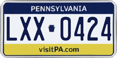 PA license plate LXX0424