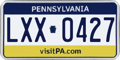 PA license plate LXX0427