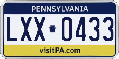 PA license plate LXX0433