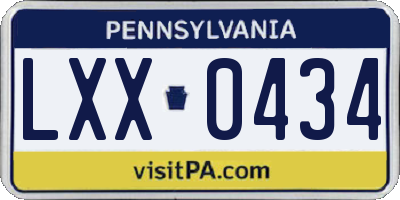 PA license plate LXX0434