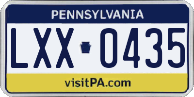 PA license plate LXX0435