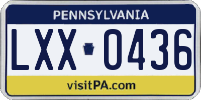 PA license plate LXX0436