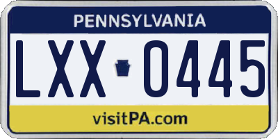 PA license plate LXX0445