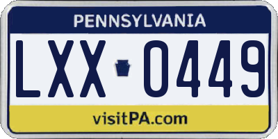 PA license plate LXX0449