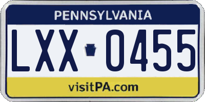 PA license plate LXX0455