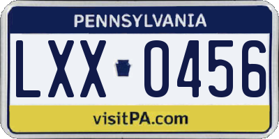PA license plate LXX0456