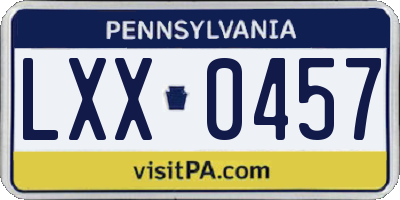 PA license plate LXX0457