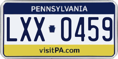 PA license plate LXX0459