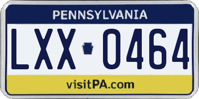 PA license plate LXX0464