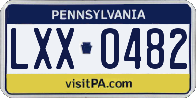 PA license plate LXX0482