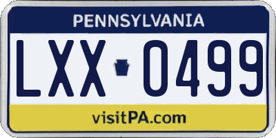 PA license plate LXX0499