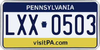 PA license plate LXX0503
