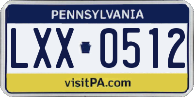 PA license plate LXX0512