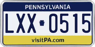 PA license plate LXX0515