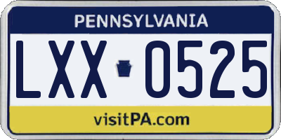 PA license plate LXX0525