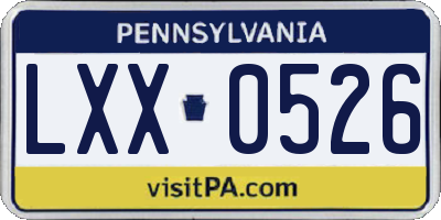 PA license plate LXX0526