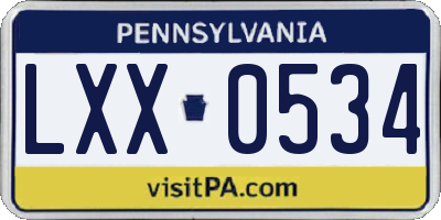 PA license plate LXX0534