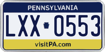 PA license plate LXX0553