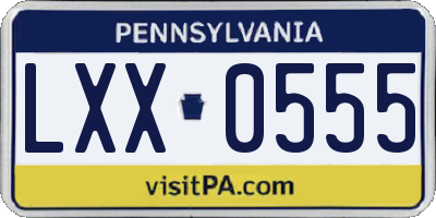 PA license plate LXX0555