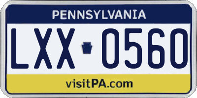 PA license plate LXX0560