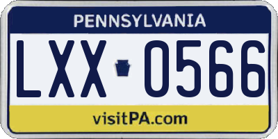 PA license plate LXX0566