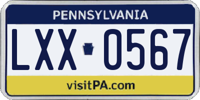 PA license plate LXX0567