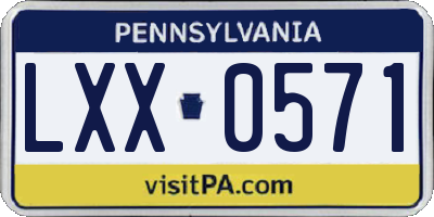 PA license plate LXX0571