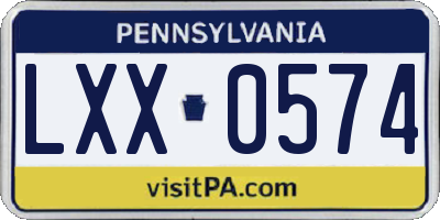 PA license plate LXX0574