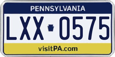 PA license plate LXX0575
