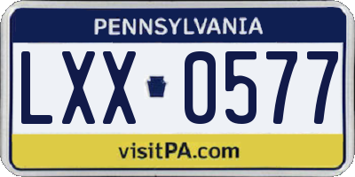 PA license plate LXX0577