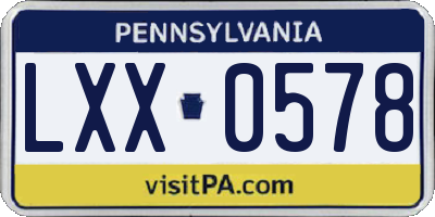 PA license plate LXX0578