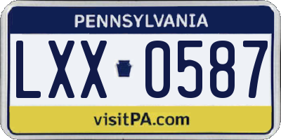 PA license plate LXX0587