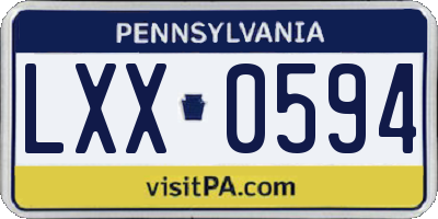 PA license plate LXX0594